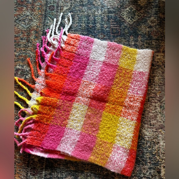 Anthropologie Coral Orange Beanie and Blanket Scarf Set - Picture 2 of 3